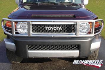 Toyota FJ Cruiser RealWheels Brush Guard - Wrap Around with Inserts - Polished Stainless Steel - 1PC - RW300-2-T0202