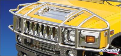 Hummer H2 RealWheels Brush Guard - Over-The-Hood Wrap Around - Polished Stainless Steel - 1PC - RW304-1-A0102