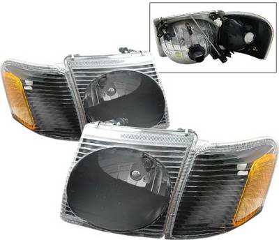 Ford Explorer 4 Car Option Sport Headlights - Black Clear - LH-FEPS01BC-KS