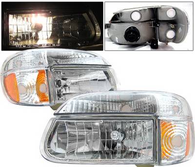 Ford Explorer 4 Car Option Crystal Diamond Headlights - Chrome - LH-FEXPR95C-KS-A
