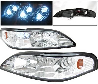 Ford Mustang 4 Car Option Headlights - Chrome - 1PC - LH-FM94C-1-A