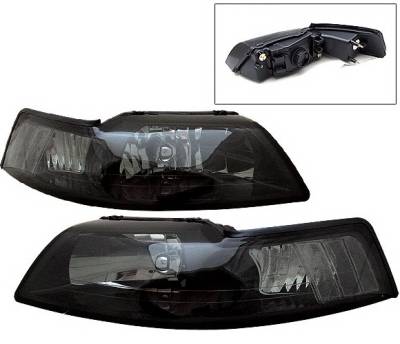 Ford Mustang 4 Car Option Headlights - Smoke Clear Reflector - LH-FM99SM-2