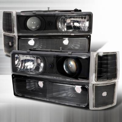 Chevrolet C10 Custom Disco Black Projector Headlights - 8PC - LBCLHP-C1094JM