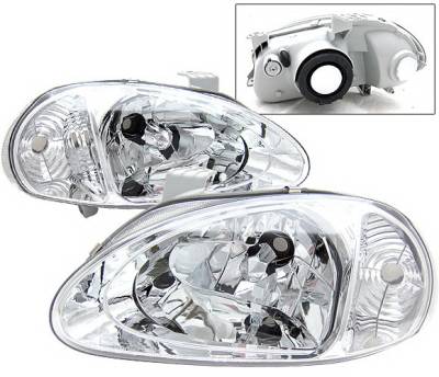 Honda Del Sol 4 Car Option Headlights - Chrome - 1PC - LH-HD93C-9