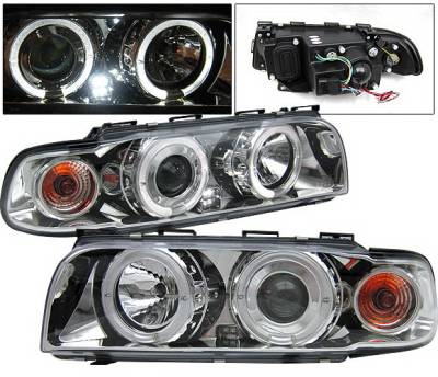 BMW 7 Series 4 Car Option Halo Projector Headlights - Chrome - LP-BE38CC-YD