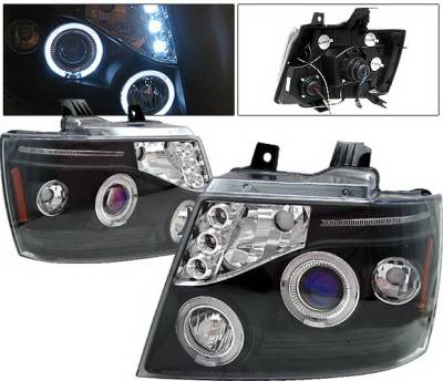 Chevrolet Tahoe 4 Car Option LED Halo Projector Headlights - Black - LP-CTA07BB-5