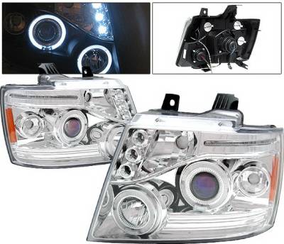Chevrolet Tahoe 4 Car Option LED Halo Projector Headlights - Chrome - LP-CTA07CB-5