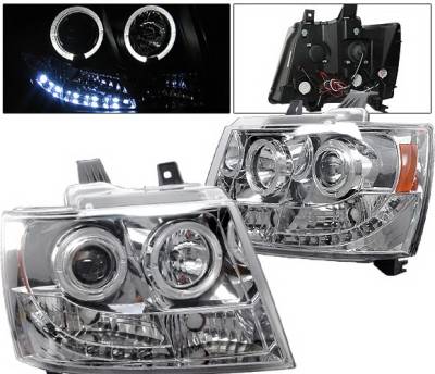 Chevrolet Suburban 4 Car Option LED Halo Projector Headlights - Chrome - LP-CTA07CC-YD