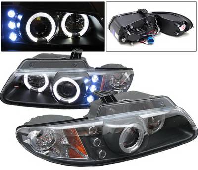 Dodge Caravan 4 Car Option Halo Projector Headlights - Black - LP-DC96BB-YD