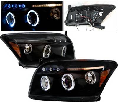 Dodge Caliber 4 Car Option LED Dual Halo Projector Headlights - Black - LP-DCAB06BB-5