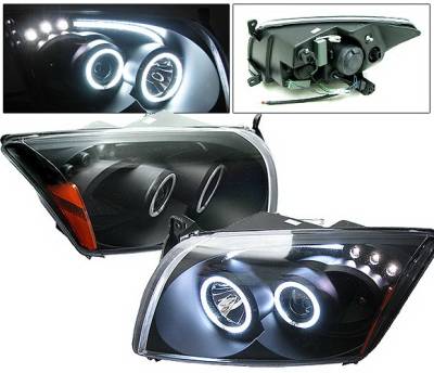 Dodge Caliber 4 Car Option CCFL Halo LED Projector Headlights - Black - LP-DCAB06BF-KS
