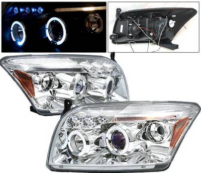 Dodge Caliber 4 Car Option LED Dual Halo Projector Headlights - Chrome - LP-DCAB06CB-5