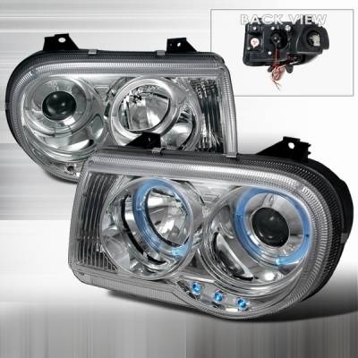 Chrysler 300 Custom Disco Chrome Halo LED Projector Headlights - LHP-300C05-YD