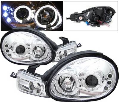 Dodge Neon 4 Car Option LED Halo Projector Headlights - Chrome - LP-DN00CC-YD
