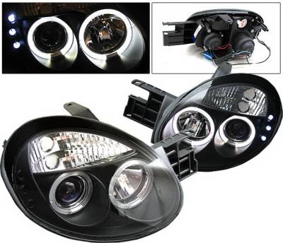 Dodge Neon 4 Car Option LED Halo Projector Headlights - Black - LP-DN03BC-YD