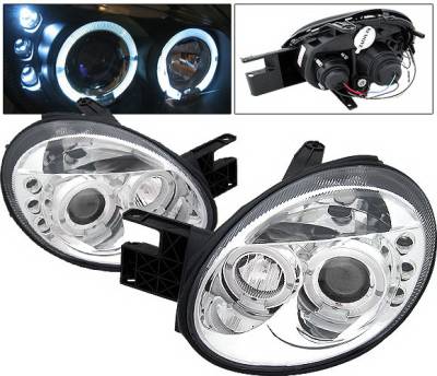 Dodge Neon 4 Car Option LED Halo Projector Headlights - Chrome - LP-DN03CC-5