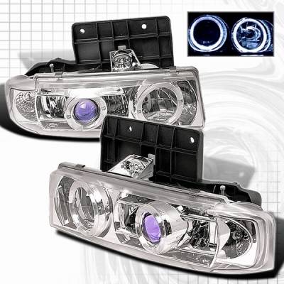 GMC Safari Custom Disco Clear Halo Projector Headlights - LHP-AST95B-YD