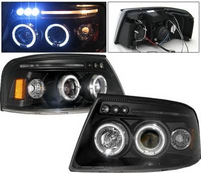 Ford Expedition 4 Car Option LED Halo Projector Headlights - Black - LP-FE04BC-5