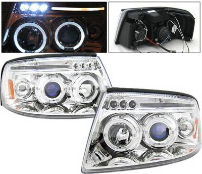 Ford Expedition 4 Car Option LED Halo Projector Headlights - Chrome - LP-FE04CC-5