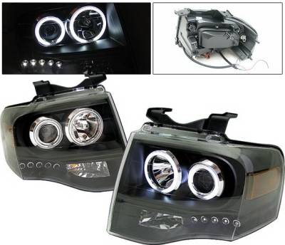 Ford Expedition 4 Car Option Halo Projector Headlights - Black CCFL - LP-FE07BF-KS