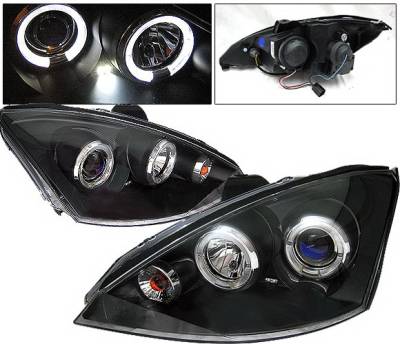 Ford Focus 4 Car Option Dual Halo Projector Headlights - Black - LP-FF00BC-YD