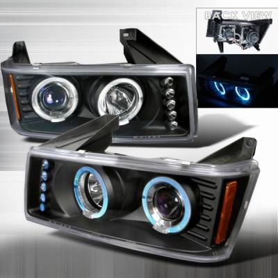 Chevrolet Colorado Custom Disco Black Halo Projector Headlights - LHP-COL04HJM-TM