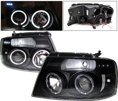 Ford F150 4 Car Option LED Halo Projector Headlights - Black - 1PC - LP-FF15004BB-YD