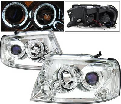Ford F150 4 Car Option LED Halo Projector Headlights - Chrome - LP-FF15004CB-5