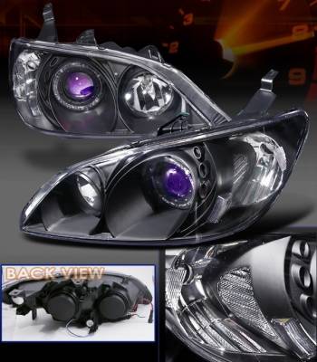 Honda Civic Custom Disco Black Projector Headlights - LHP-CV04JMB-KS