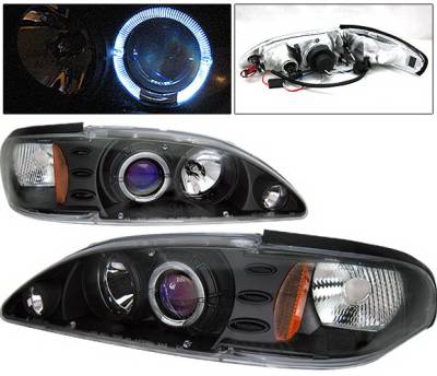 Ford Mustang 4 Car Option Halo Projector Headlights Black - 1PC - LP-FM94BB-KS