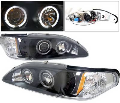 Ford Mustang 4 Car Option Halo Projector Headlights Black - 1PC - LP-FM94BC-YD