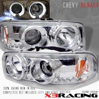 GMC Yukon Custom Disco Chrome Projector Headlights - LHP-DEN01-YD