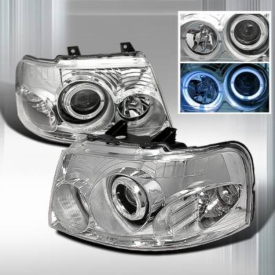 Ford Expedition Custom Disco Chrome Halo Projector Headlights - LHP-EPED03-KS