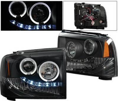 Ford F250 4 Car Option Halo Projector Headlights - Black - LP-FS05BC-YD