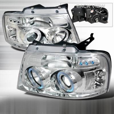 Ford F150 Custom Disco Clear Halo Projector Headlights - LHP-F15004
