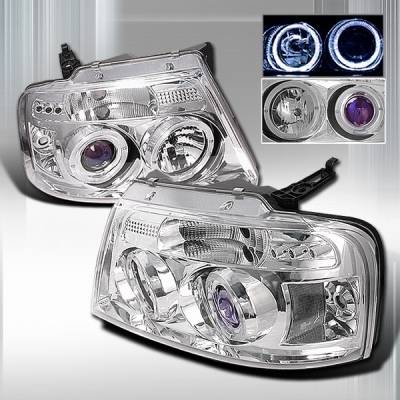 Ford F150 Custom Disco Clear Halo Projector Headlights - LHP-F15004B