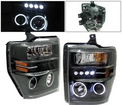Ford Superduty 4 Car Option Halo Projector Headlights - Black CCFL - LP-FS08BF-KS