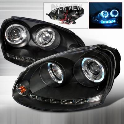 Volkswagen Rabbit Custom Disco Black Halo LED Projector Headlights - LHP-GLF06JM-YD