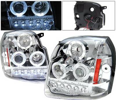 GMC Denali 4 Car Option LED Halo Projector Headlights - Chrome - LP-GY07CC-1-A