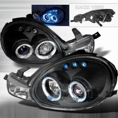 Dodge Neon Custom Disco Black LED Halo Projector Headlights & Parking Lights - LHP-NEO00JMB-TM