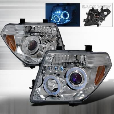Nissan Pathfinder Custom Disco Chrome Halo Projector LED Headlights - LHP-PATH05B-TM