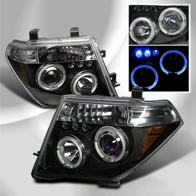 Nissan Pathfinder Custom Disco Black Halo Projector LED Headlights - LHP-PATH05JMB-TM