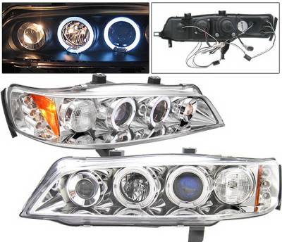 Honda Accord 4 Car Option LED Dual Halo Projector Headlights - Chrome - LP-HA94CB-5