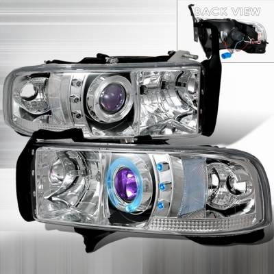 Dodge Ram Custom Disco Clear Halo Projector Headlights - LHP-RAM94B-YD
