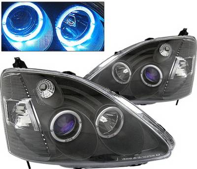Honda Civic HB 4 Car Option Dual Halo Projector Headlights - Black - LP-HC03BB-KS