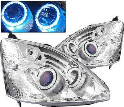 Honda Civic HB 4 Car Option Dual Halo Projector Headlights - Chrome - LP-HC03CB-KS