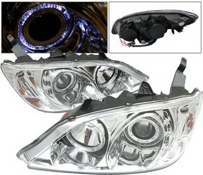 Honda Civic 2DR & 4DR 4 Car Option Dual Halo Projector Headlights - Chrome - LP-HC04CB-KS