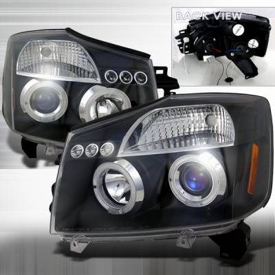 Nissan Titan Custom Disco Black Projector Headlights - LHP-TIT04JMB-TM