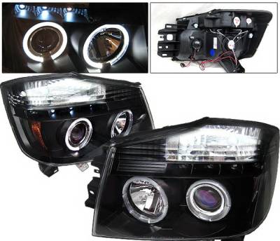 Nissan Armada 4 Car Option Halo Projector Headlights - Black - LP-NTIT04BB-YD