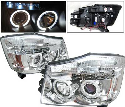 Nissan Armada 4 Car Option Halo Projector Headlights - Chrome - LP-NTIT04CB-YD